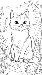 Obraz premium Adorable kitten coloring page for children’s art white background image