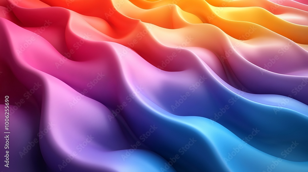 Poster colorful abstract wave pattern flowing smoothly in 3d