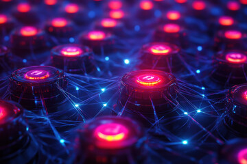 Futuristic Blockchain Technology Network at Night