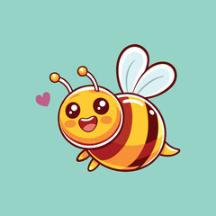 Cute Honey Bee Flying Cartoon Vector Icon Illustration.