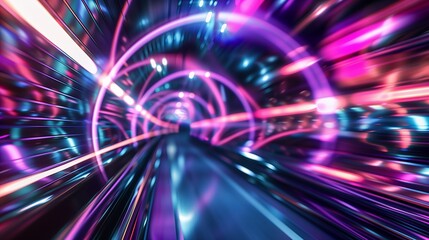 Fototapeta premium Abstract tunnel background, reality transformation, complex algorithms, interconnected network systems