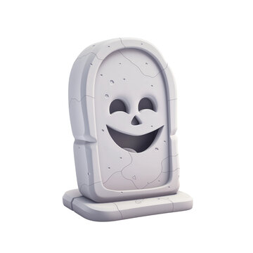cute 3D creepy smiling tombstone character