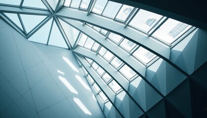 Obraz premium A modern building's interior with a unique skylight design.