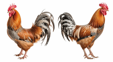 two roosters isolated on transparent background