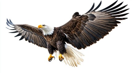 Obraz premium Majestic bald eagle flying spreading its wings
