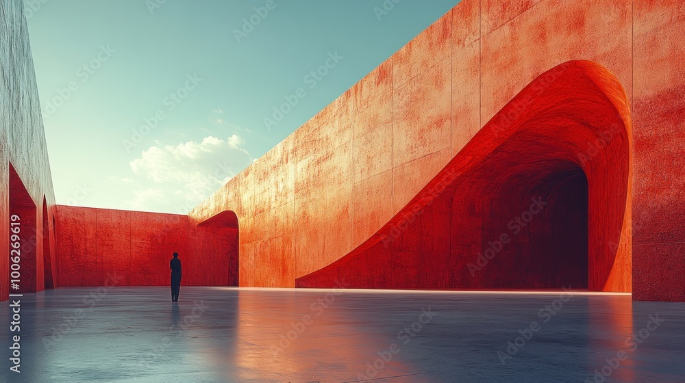 Poster abstract architecture with red walls
