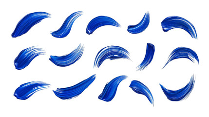 Fototapeta premium set of blue liner brushstrokes isolated on transparent background