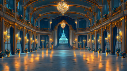 Opulent Princess Ballroom in Oil Painting Style