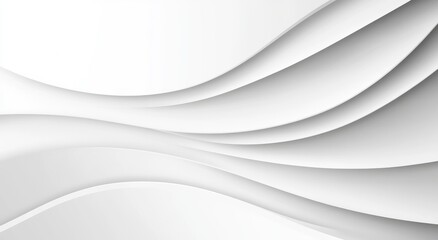 Abstract White Background with Three-Dimensional Curves in the Shape of Ribbons