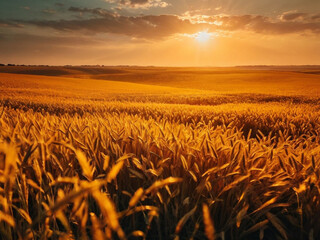 wheat field at sunset