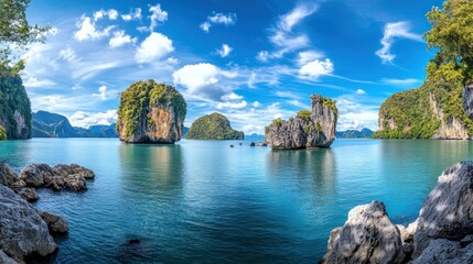 Tranquil Bay with Limestone Islands