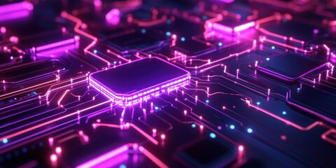 Obraz premium a computer chip with glowing lights on it