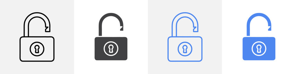 open lock icon vector set use for web