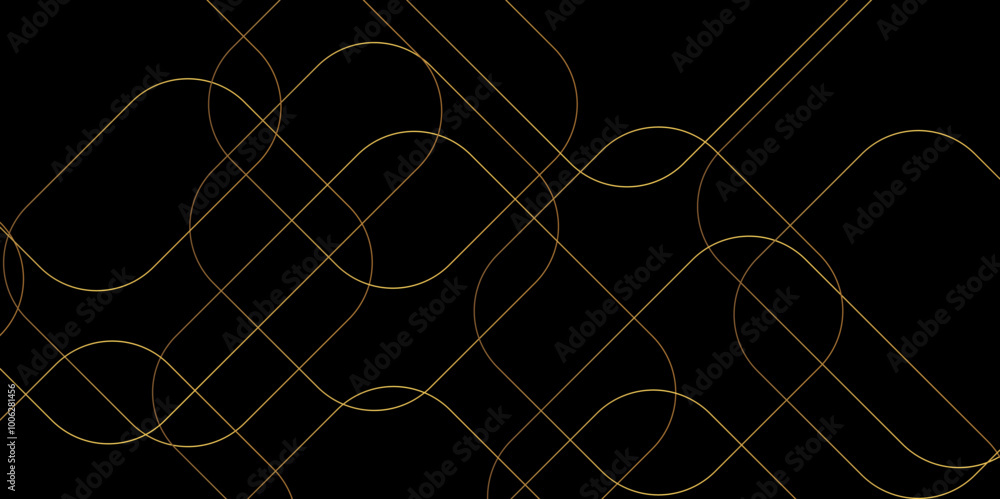 Poster hand drawn lines. abstract pattern wave simple seamless, background. golden transparent material in 