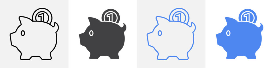 piggy bank icon vector set use for web