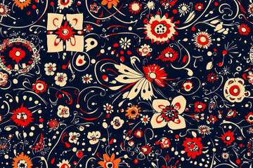Naklejka premium Ethnic pattern. Kerchief Pattern. Silk neck scarf. Bandana Print.