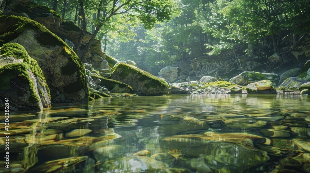 Canvas Prints Tranquil Forest Stream