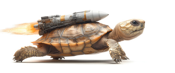 Tortoise with Rocket Booster on Its Back

