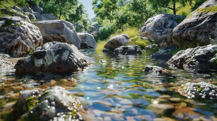 Tranquil Stream Through the Forest
