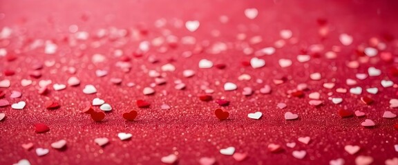 Valentine's Day - abstract panorama background with tiny hearts. AI generated