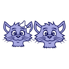 2 Cats Love Couple Heart Team Two Fun Friends Crew Adorable Cat Happy Sweet Little Face Kitten Pets Funny Cartoon Cute Lovers Comic Fun Love Kittens Adorable Feline Playful Kitties Fur Baby Paw Owners