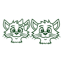 2 Cats Love Couple Heart Team Two Fun Friends Crew Adorable Cat Happy Sweet Little Face Kitten Pets Funny Cartoon Cute Lovers Comic Fun Love Kittens Adorable Feline Playful Kitties Fur Baby Paw Owners