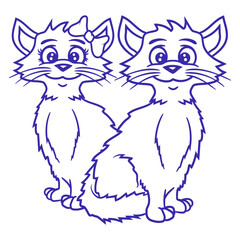 2 Cats Love Couple Heart Team Two Fun Friends Crew Adorable Cat Happy Sweet Little Face Kitten Pets Funny Cartoon Cute Lovers Comic Fun Love Kittens Adorable Feline Playful Kitties Fur Baby Paw Owners