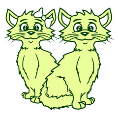 2 Cats Love Couple Heart Team Two Fun Friends Crew Adorable Cat Happy Sweet Little Face Kitten Pets Funny Cartoon Cute Lovers Comic Fun Love Kittens Adorable Feline Playful Kitties Fur Baby Paw Owners