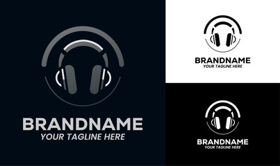 Modern Headphone Logo Design Template Minimalist Logo Design for Audio Company