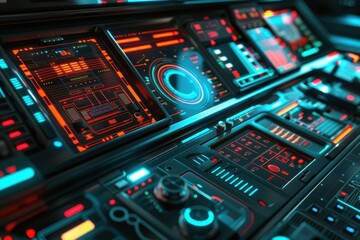 Obraz premium Machine control panel full of buttons