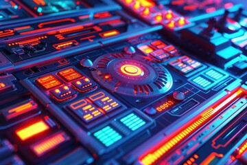 Obraz premium Machine control panel full of buttons