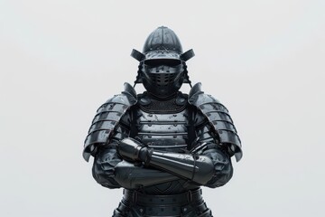 A samurai in armor on white background