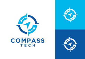tech north compass logo design template © nubikor