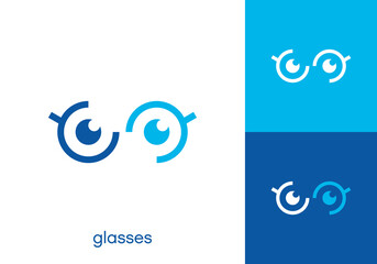 simple glasses infinity logo. optical eye store symbol design template