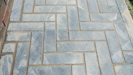 Stone path in the park or backyard. Walking path in the garden in the yard of the house. Laying...