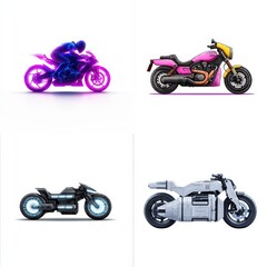 Obraz premium Cyberpunk motorcycle game icon on a white background