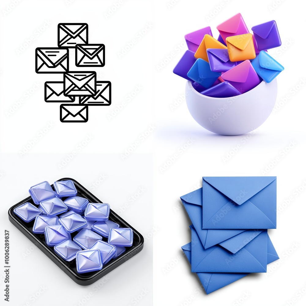 Poster envelopes in an inbox tray icon on a white background