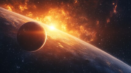 Obraz premium Science Fiction Day background, future Earth and space science fiction illustrations,generated with AI.