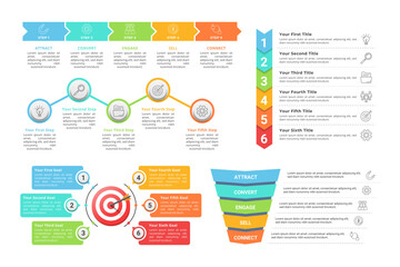Infographic Elements with Multiple Step and Editable Text for Business Presentation, Poster, and Banner.