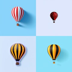 Obraz premium Hot air balloon floating in the sky icon on a light blue background