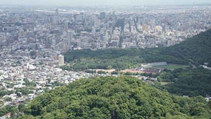札幌大倉山ジャンプ競技場の展望台から見た札幌の街並み