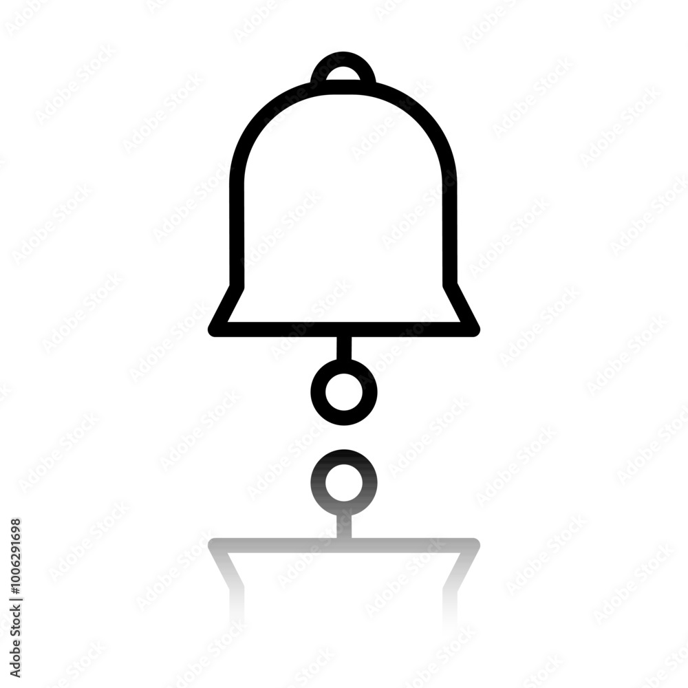 Poster bell simple icon vector. flat design. black icon with mirror reflection. white background