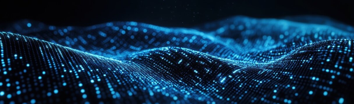 Abstract blue digital background with binary code and