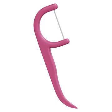pink dental floss tooth pick stick for dental care 3d render illustration