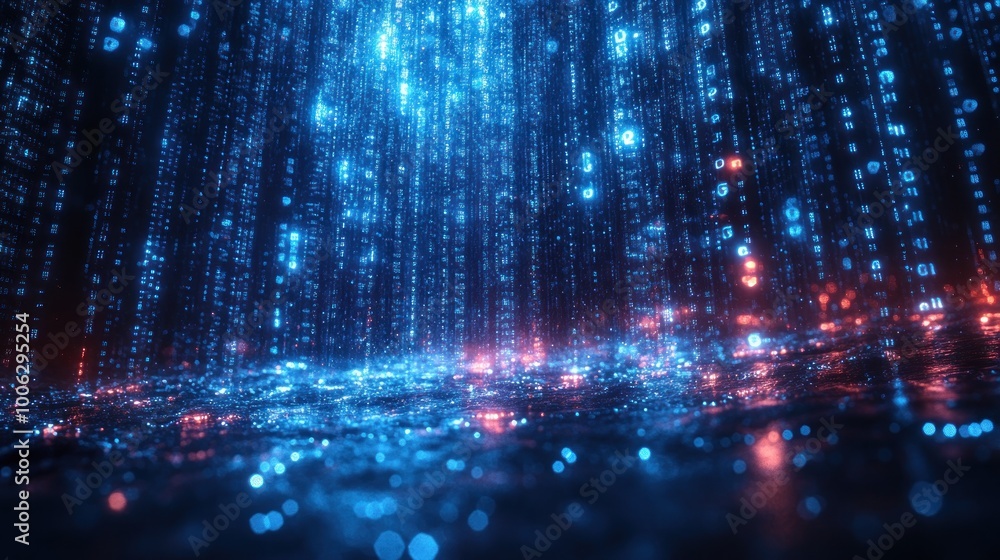 Poster digital rain - abstract data flow