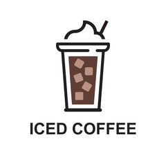 Iced coffee icon, vector, illustration.