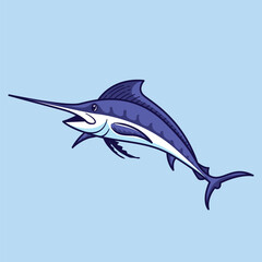 Marlin fish mascot character cartoon vector illustration