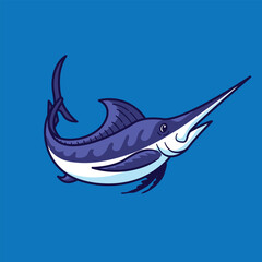 Marlin fish mascot character cartoon vector illustration