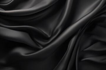 Obraz premium Processed collage of smooth elegant wavy deep black silk cloth fabric material texture. Background