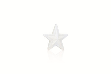 White shining star Christmas decoration isolated on white background. Christmas tree decoration.